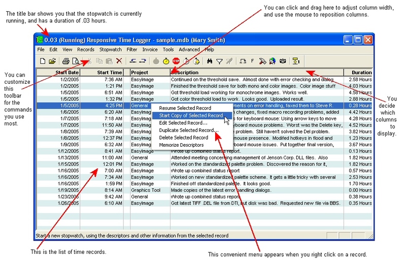 Responsive Time Logger Screenshot